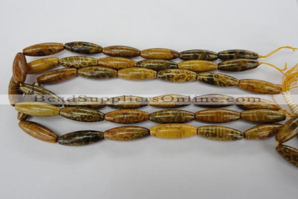 CFA62 15.5 inches 10*30mm rice yellow chrysanthemum agate beads