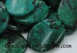 CFA74 15.5 inches 22*30mm twisted oval green chrysanthemum agate beads