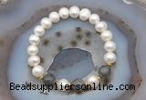 CFB1011 9mm - 10mm potato white freshwater pearl & labradorite stretchy bracelet