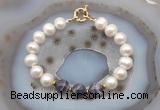 CFB1051 Hand-knotted 9mm - 10mm potato white freshwater pearl & dogtooth amethyst bracelet