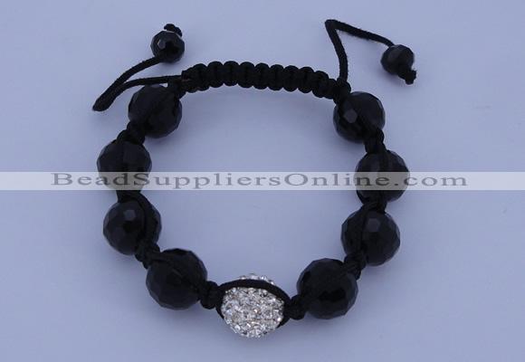 CFB546 12mm faceted round crystal with rhinestone beads bracelet