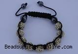 CFB555 10mm round rhinestone with hematite beads adjustable bracelet