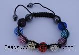 CFB567 12mm round rhinestone with hematite beads adjustable bracelet