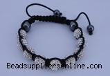 CFB570 10mm round rhinestone with hematite beads adjustable bracelet