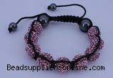 CFB575 12mm round rhinestone with hematite beads adjustable bracelet