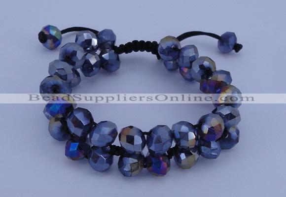 CFB586 8*10mm faceted rondelle crystal beads adjustable bracelet