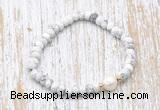 CFB700 faceted rondelle white howlite & potato white freshwater pearl stretchy bracelet