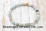 CFB706 faceted rondelle amazonite & potato white freshwater pearl stretchy bracelet