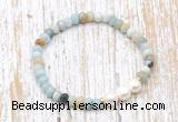 CFB707 faceted rondelle amazonite & potato white freshwater pearl stretchy bracelet