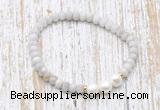 CFB722 faceted rondelle white crazy lace agate & potato white freshwater pearl stretchy bracelet