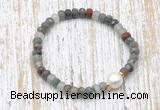 CFB745 faceted rondelle African bloodstone & potato white freshwater pearl stretchy bracelet