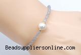 CFB804 4mm faceted round labradorite & potato white freshwater pearl bracelet