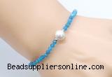 CFB816 4mm faceted round apatite & potato white freshwater pearl bracelet