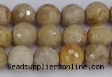 CFC230 15.5 inches 8mm faceted round fossil coral beads