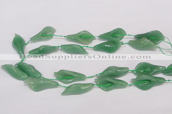 CFG03 15.5 inches 18*38mm carved flower green aventurine jade beads