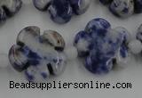 CFG1024 15.5 inches 16mm carved flower sodalite gemstone beads