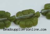 CFG11 15.5 inches 20*28mm carved leaf Korean jade beads