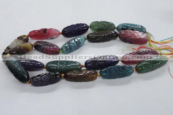 CFG1115 15.5 inches 12*35mm - 12*43mm carved rice agate beads