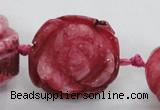 CFG1171 15.5 inches 35mm carved flower plated agate gemstone beads