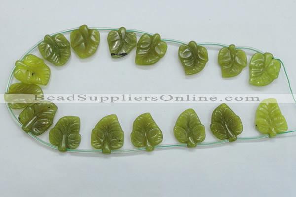 CFG12 15.5 inches 20*24mm carved leaf Korean jade beads