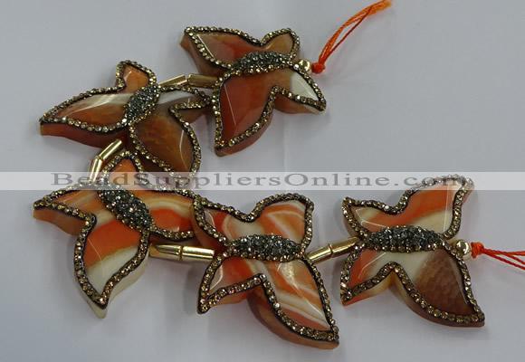 CFG1201 7.5 inches 35*45mm carved butterfly agate gemstone beads