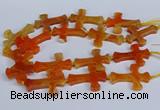 CFG1231 15.5 inches 32*45mm - 35*48mm cross dragon veins agate beads