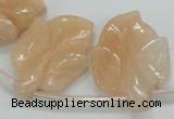 CFG14 15.5 inches 20*26mm carved leaf pink aventurine jade beads