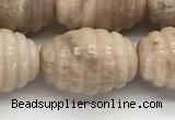 CFG1506 15.5 inches 15*20mm carved rice moonstone beads