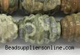 CFG1509 15.5 inches 15*20mm carved rice rhyolite gemstone beads