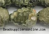 CFG1520 15.5 inches 15*20mm carved teardrop rhyolite gemstone beads