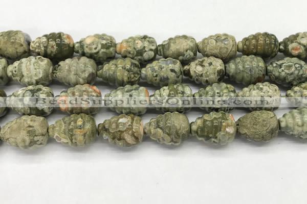 CFG1520 15.5 inches 15*20mm carved teardrop rhyolite gemstone beads