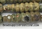 CFG1531 15.5 inches 10*35mm carved teardrop rhyolite gemstone beads