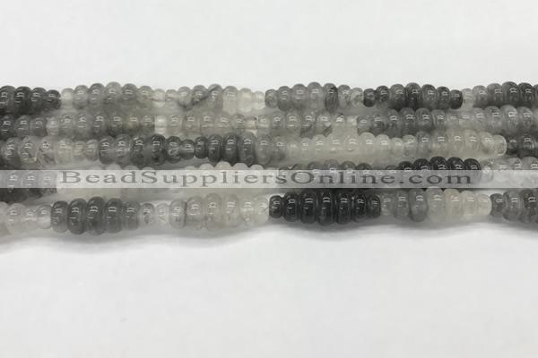 CFG1541 15.5 inches 10*30mm carved rice cloudy quartz beads