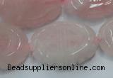 CFG207 15.5 inches 22*30mm carved oval rose quartz gemstone beads