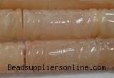 CFG212 15.5 inches 14*31mm carved column pink aventurine jade beads