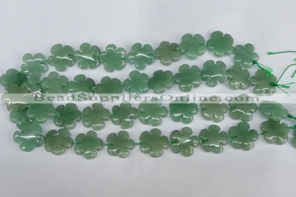 CFG215 15.5 inches 20mm carved flower green aventurine beads