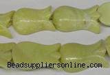 CFG241 15.5 inches 15*25mm carved flower lemon jade gemstone beads