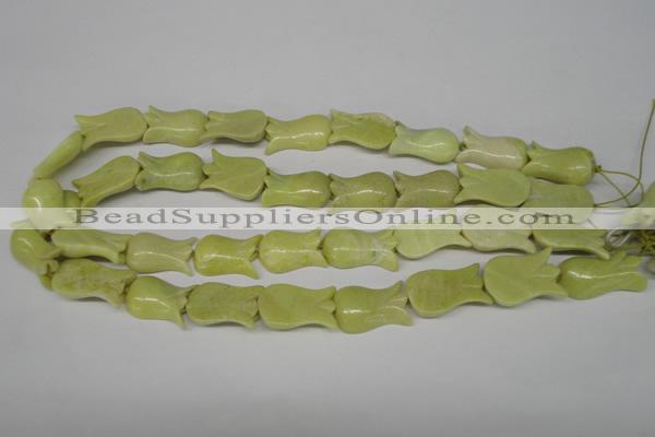 CFG241 15.5 inches 15*25mm carved flower lemon jade gemstone beads