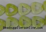 CFG275 15.5 inches 15*15mm carved triangle lemon jade beads