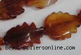 CFG279 15.5 inches 16*24mm carved leaf red agate beads