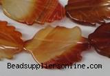 CFG280 15.5 inches 20*30mm carved leaf red agate beads