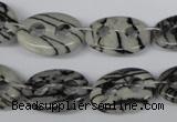 CFG293 15.5 inches 15*20mm carved oval black water jasper beads