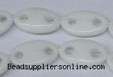 CFG298 15.5 inches 15*25mm carved oval white stone beads