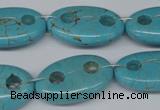 CFG299 15.5 inches 16*26mm carved oval turquoise beads