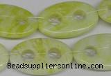 CFG308 15.5 inches 20*30mm carved oval lemon jade gemstone beads