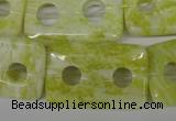 CFG336 15.5 inches 20*30mm carved rectangle lemon jade beads