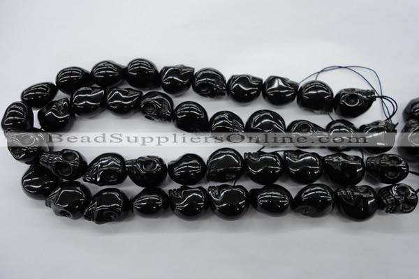 CFG345 15.5 inches 17*19mm carved skull black agate beads