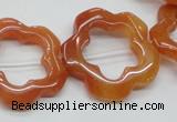 CFG35 15.5 inches 30mm carved flower red aventurine jade beads