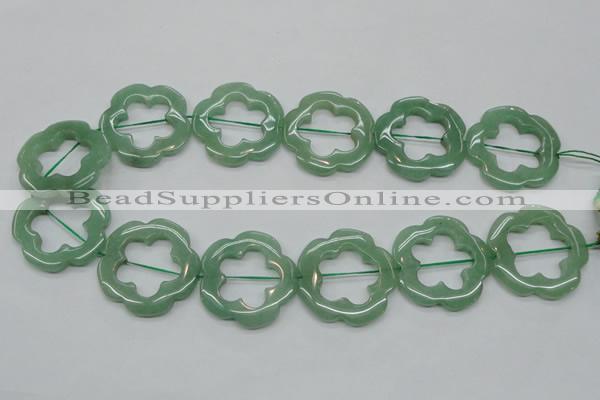 CFG40 15.5 inches 35mm carved flower green aventurine jade beads