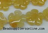 CFG457 15.5 inches 20mm carved flower yellow jade beads